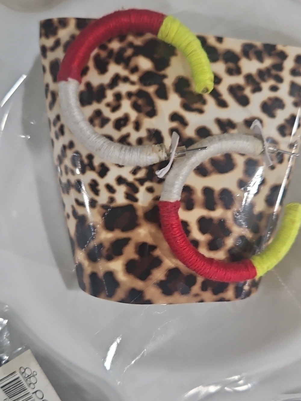 Red, Neon Yellow & White Unbranded Hoop Earrings